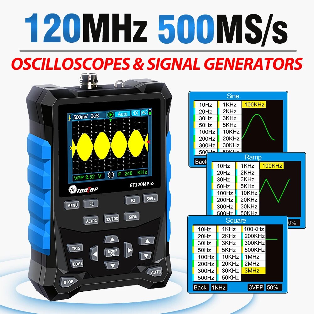 TOOLTOP ET120MPro przenośny os – Digital Storage Oscilloscope 100Mhz recenzja i cena